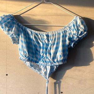 Blue checkered crop top